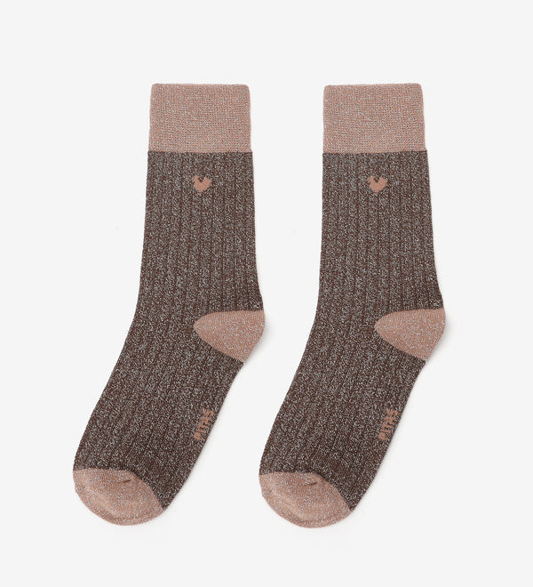 CALCETINES MUJER BRILLO MARRÓN