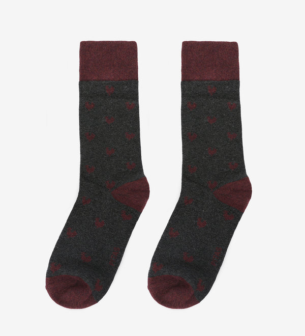 CALCETINES HOMBRE LOGO GRIS | BURDEOS